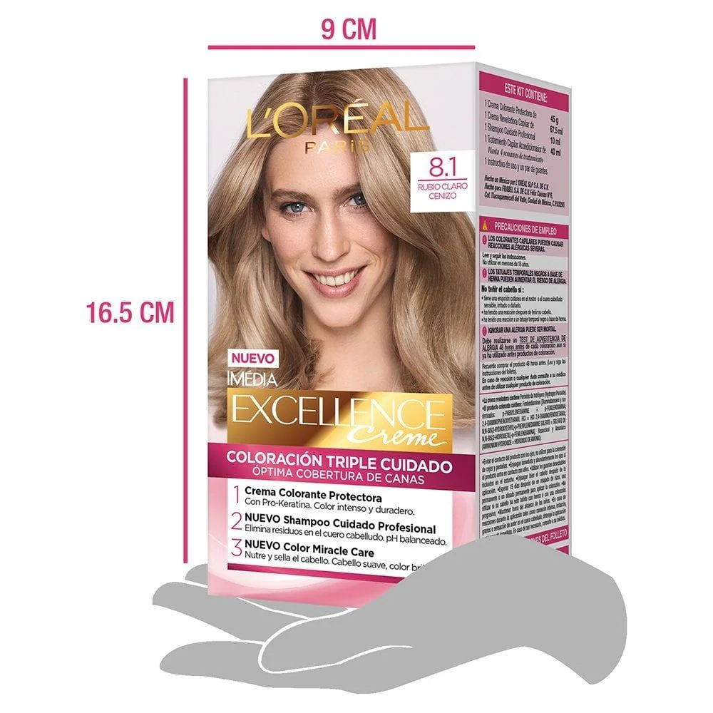 L'Oreal Tinte Excellence Creme 8.1 Rubio Claro Cenizo - Image 5