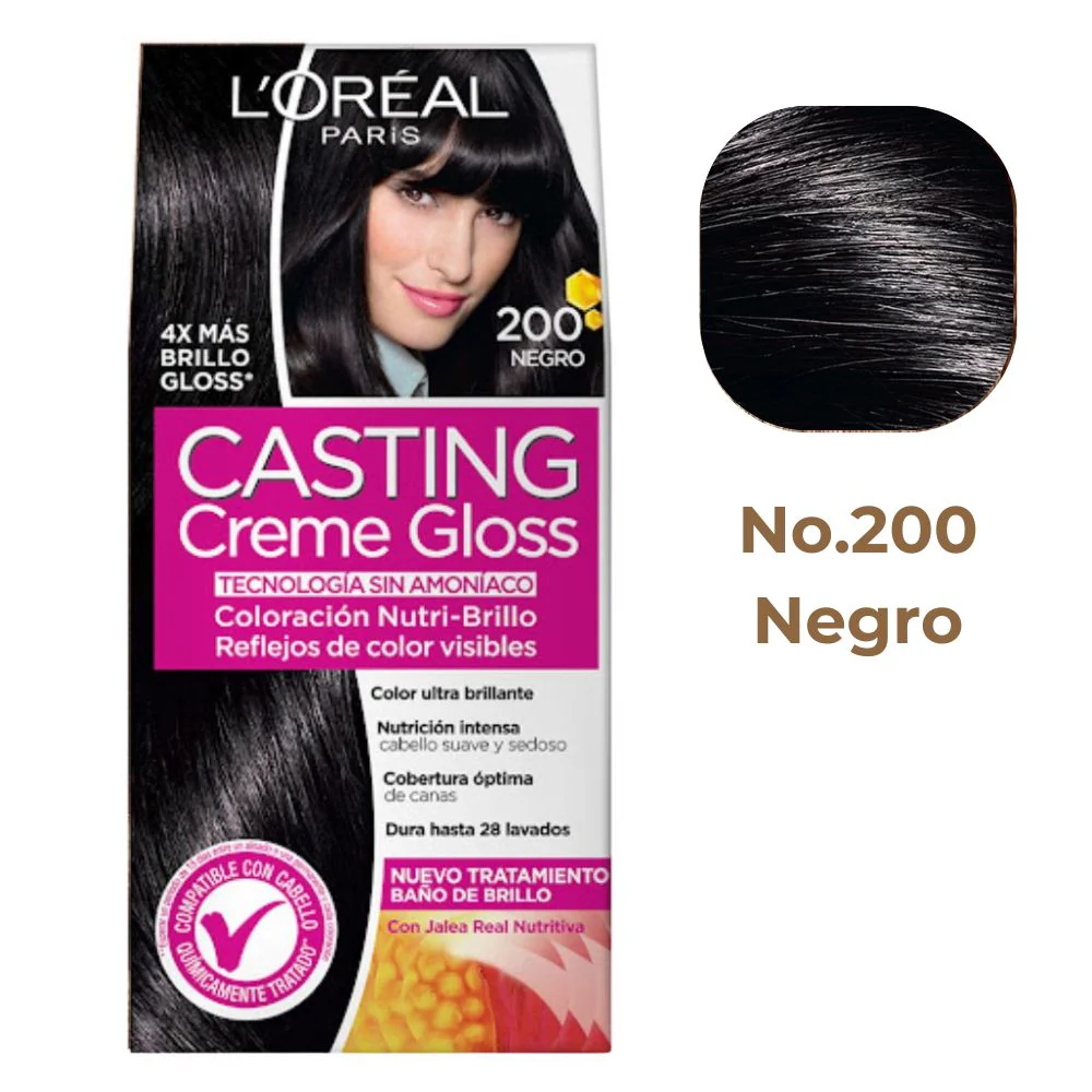 L'oreal Tinte Casting Creme Gloss 200 Negro Sin Amoniaco