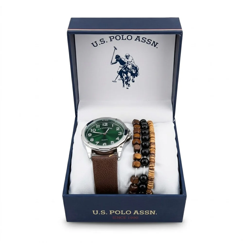 U.S Polo Reloj para Caballeros Green & Brown - Image 4
