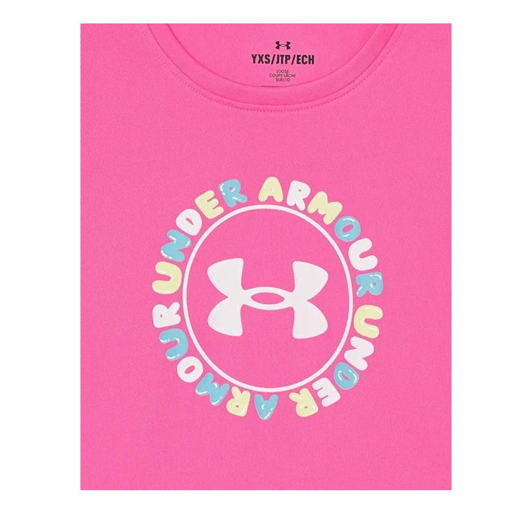 Under Armour Franela Manga Corta Tech™ Print  Wordmark Para Niñas - Image 3