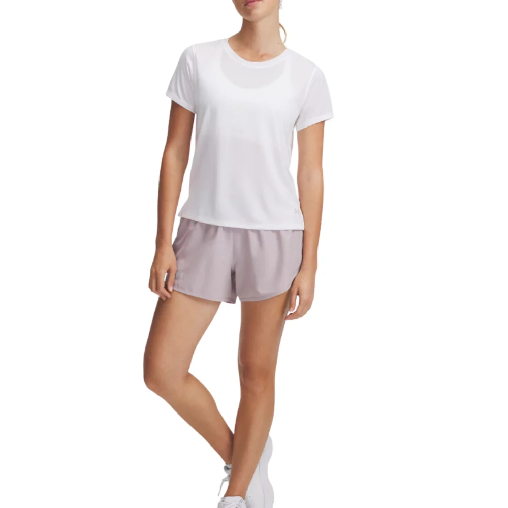 Under Armour Short Deportivo Fly By 3" Para Damas Color GrayDawn - Image 3