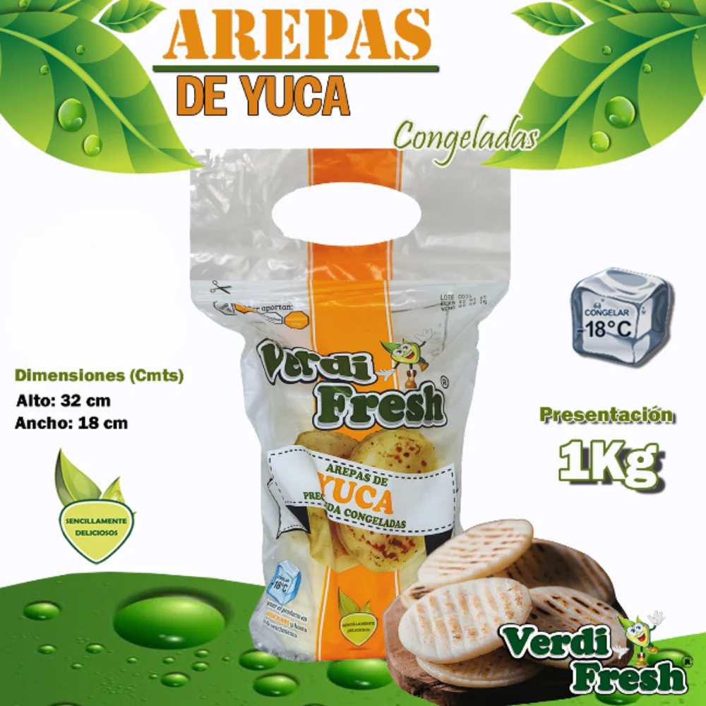 Verdi Fresh Arepas de Yuca Precocida Congelada 1 Kilo - Image 2