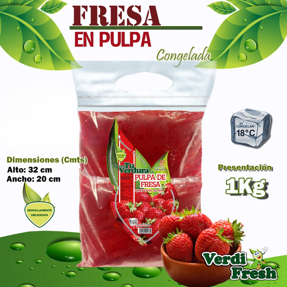 Verdi Fresh Fresa en Pulpa Congelada 1 Kilo - Image 2