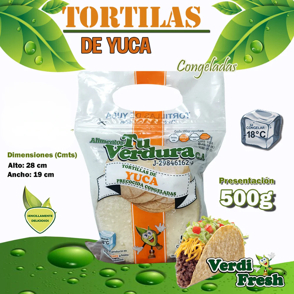 Verdi Fresh Tortillas de Yuca Precocida Congelada 500gr - Image 2