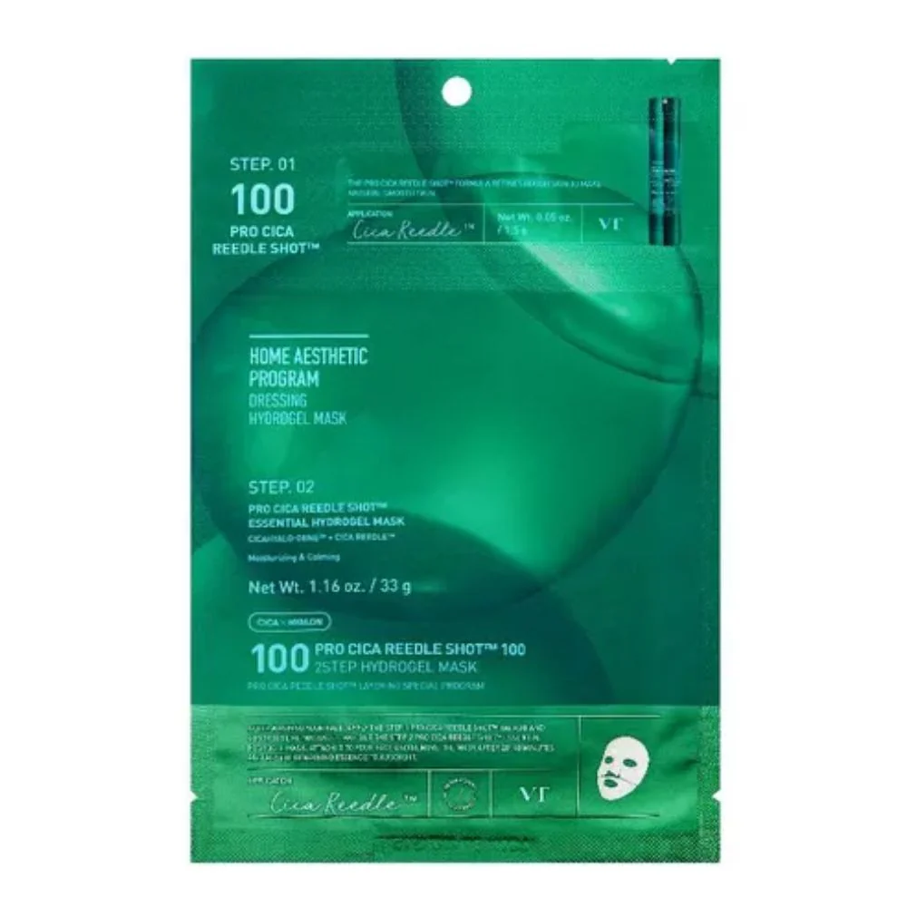 VT Cosmetics Mascarilla 100 Pro Cica Reedle Shot Sep. 01 y Step. 02 Hydrogel Mask 33g