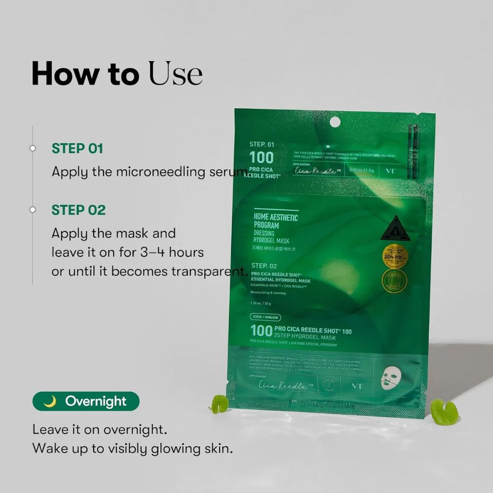 VT Cosmetics Mascarilla 100 Pro Cica Reedle Shot Sep. 01 y Step. 02 Hydrogel Mask 33g - Image 3
