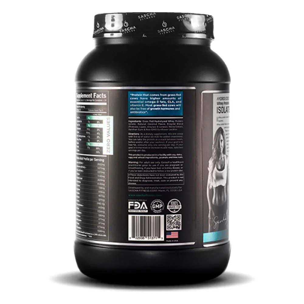 Whey Protein Hidrolizada Isolate by Sascha Fitness sabor Coconut 957g - Image 2