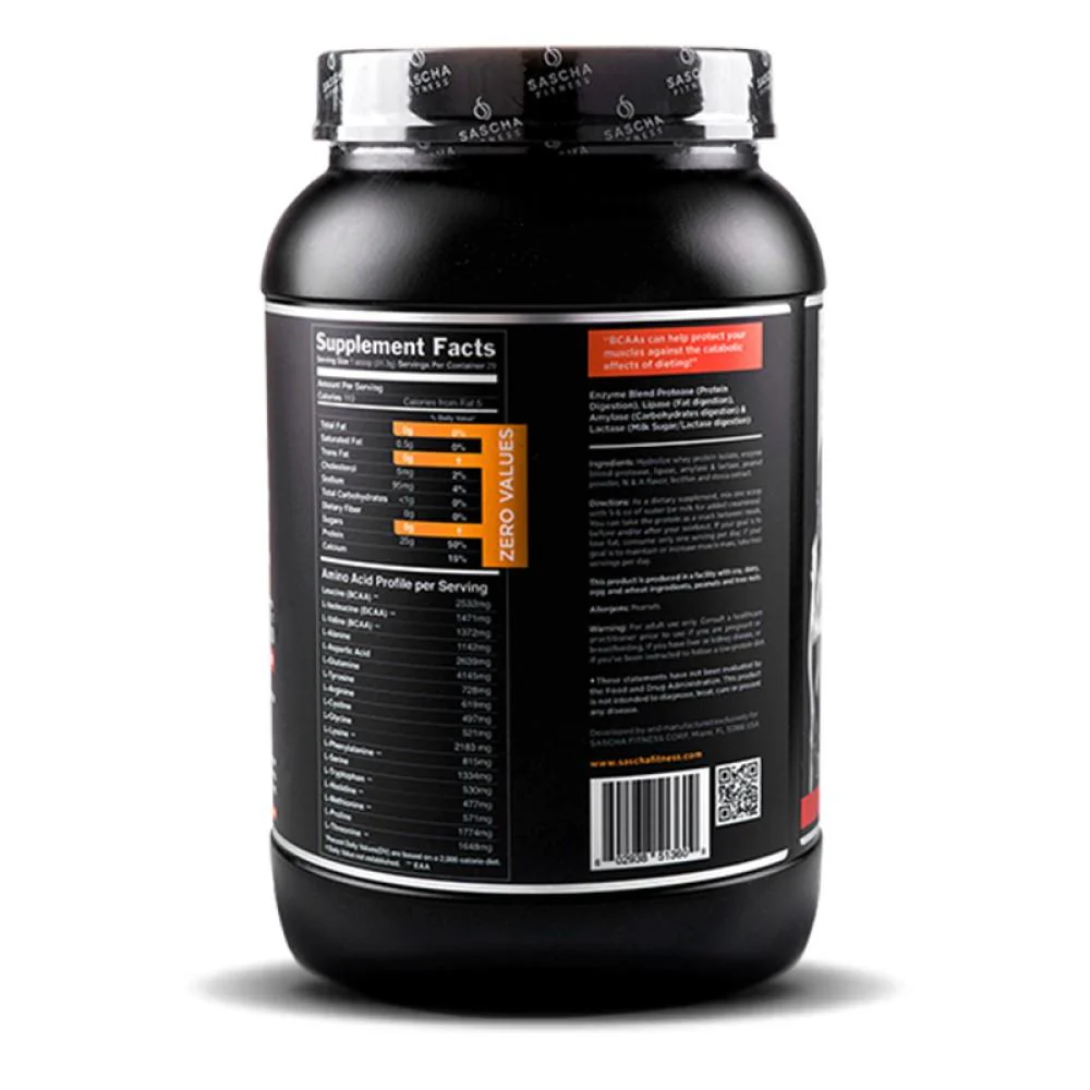 Whey Protein Hidrolizada Isolate by Sascha fitness sabor Peanut Butter 1044g - Image 2